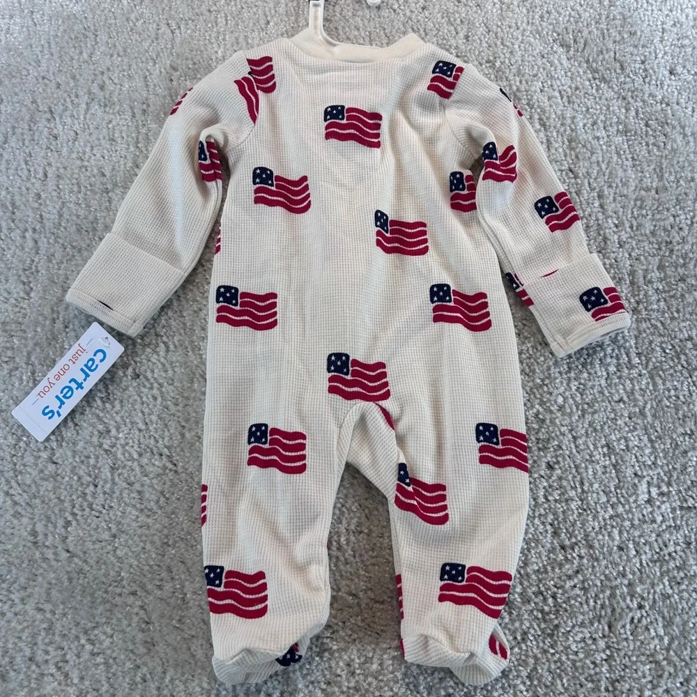 Carters Just One You 3M American Flag Thermal 2-Way Zip Footed Sleeper 1V187810